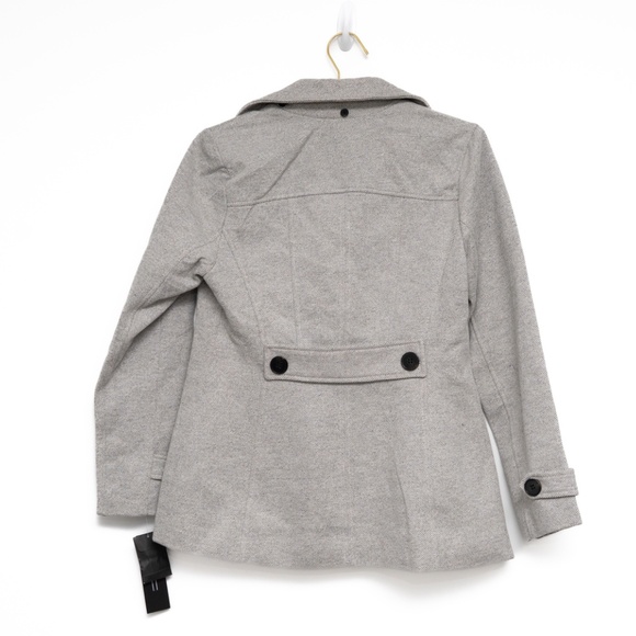 Liverpool - Gray Double-Breasted Peacoat with Removable Hood - Picture 6 of 11